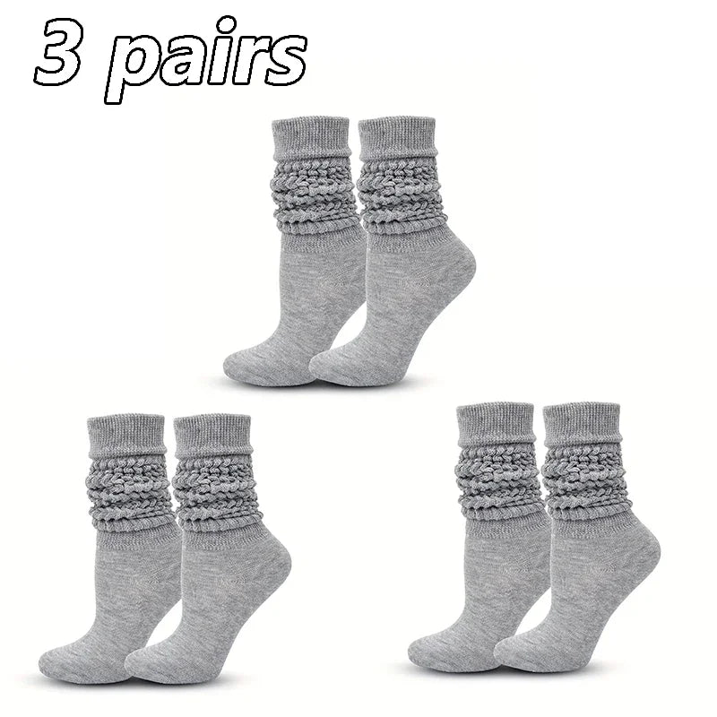 3 Pairs Pleated Mid Length Socks Women's Fashion Elephant Socks ATHLEXES