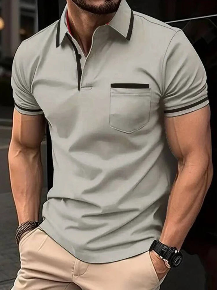 Luxe Lapel Solid Color Men's Short Sleeve Polo ATHLEXES