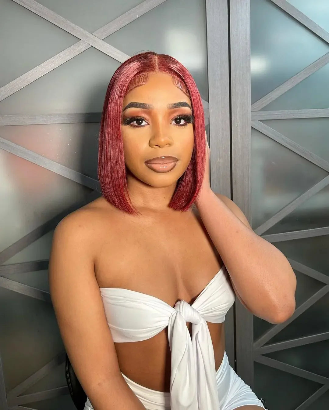Burgundy Elegance Glueless Bob Wig 13x4 ATHLEXES