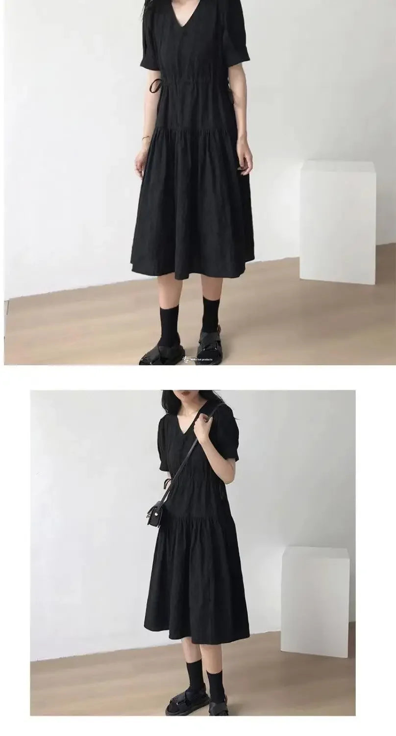 Chic V Neck Maternity Dress for Summer Comfort ATHLEXES