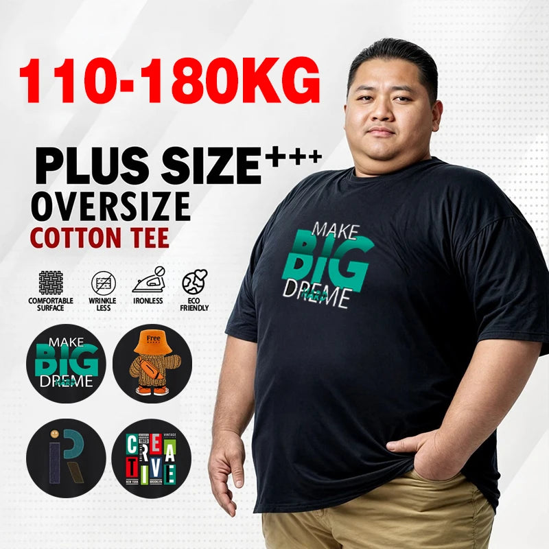 Plus Size Men's Cotton Printed Tee 7XL Oversized Top ATHLEXES