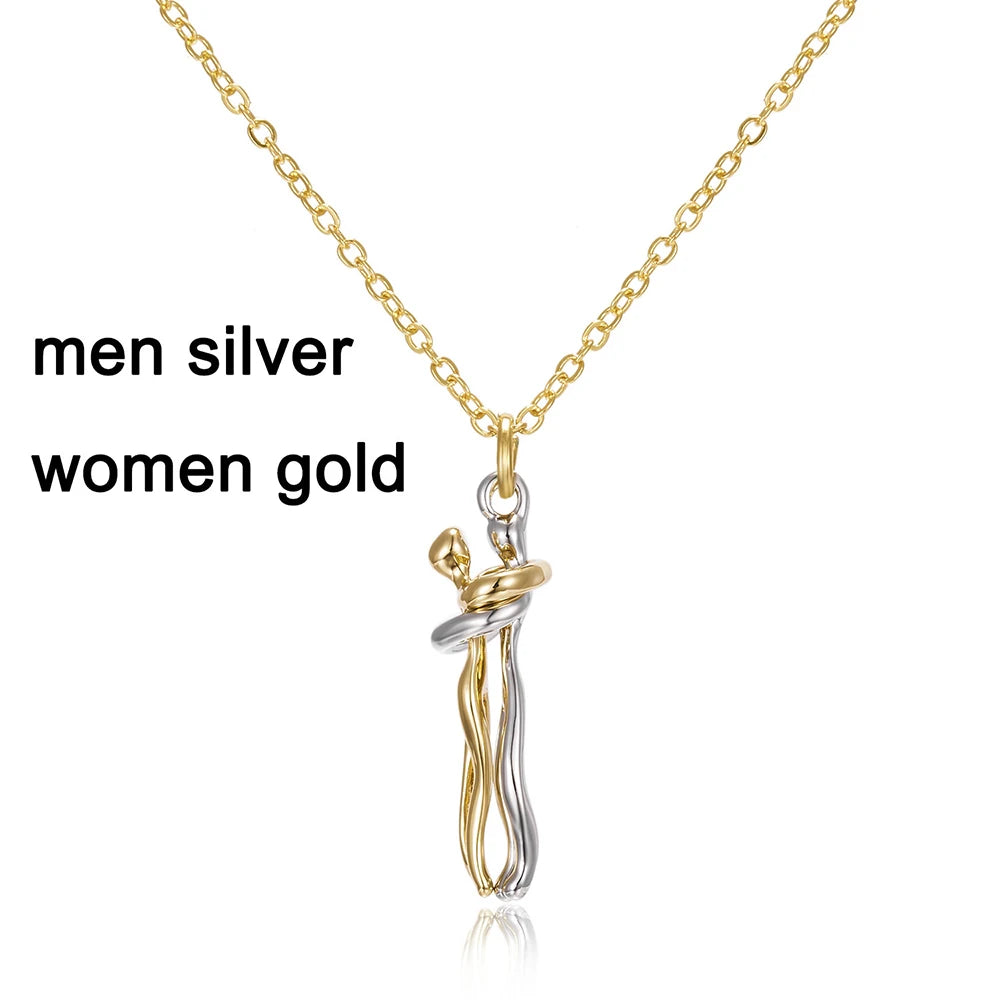 Hugging Pendant Choker Necklace for Couples ATHLEXES
