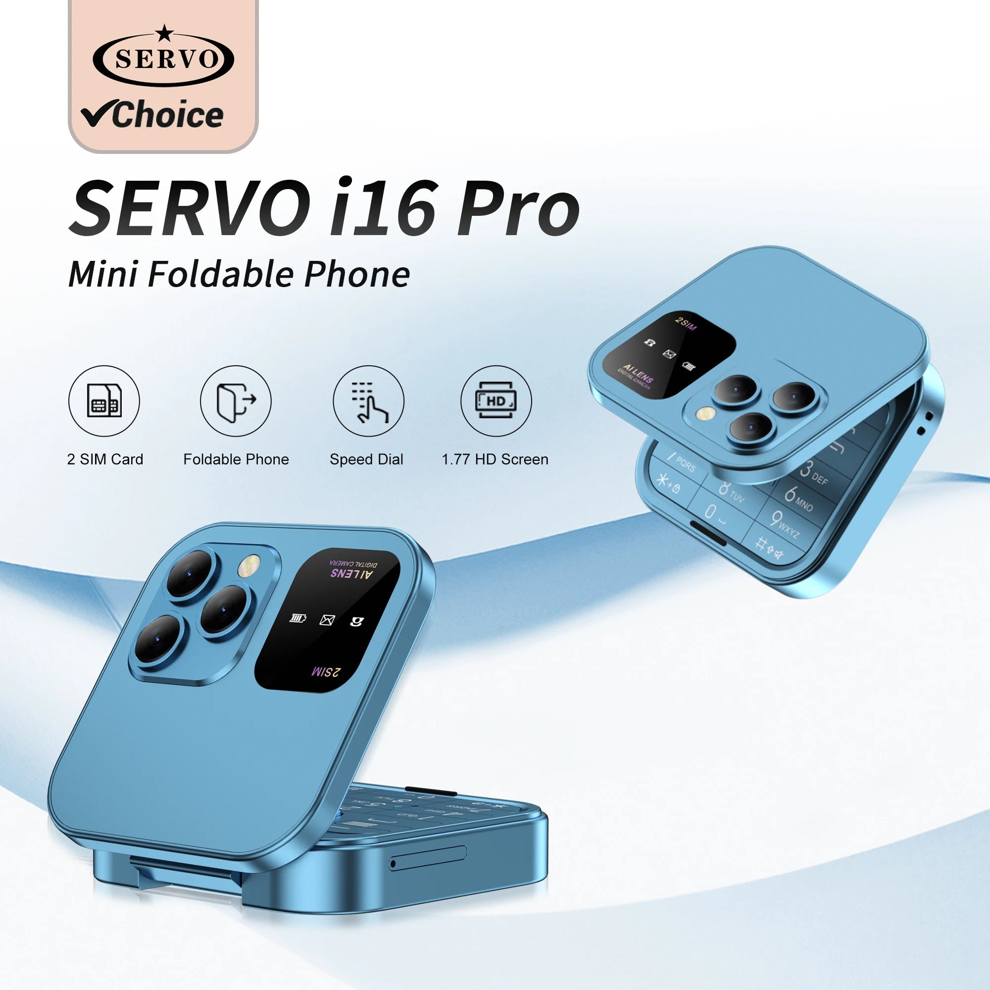 SERVO i16 PRO Flip Phone: Dual SIM with Magic Voice ATHLEXES