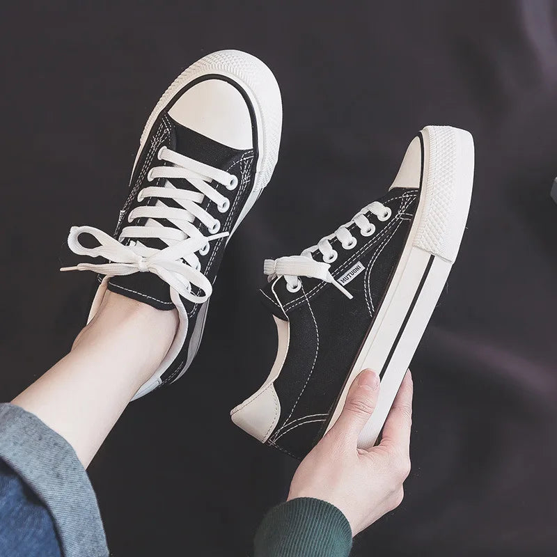 Classic Black Canvas Platform Sneakers for Women ATHLEXES