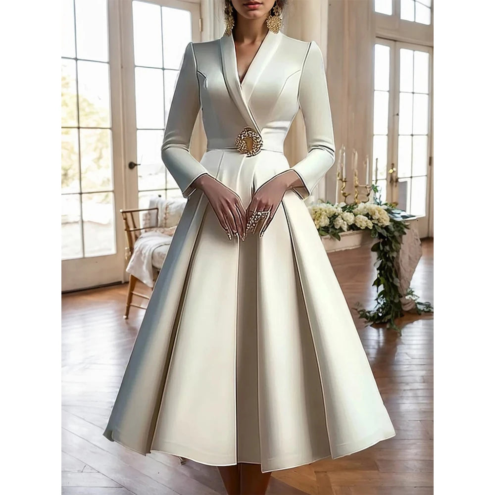 Chic Pleated Midi Dress for Elegant Occasions ATHLEXES