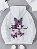 Chic Butterfly Print Fleece Hoodie for Women ATHLEXES