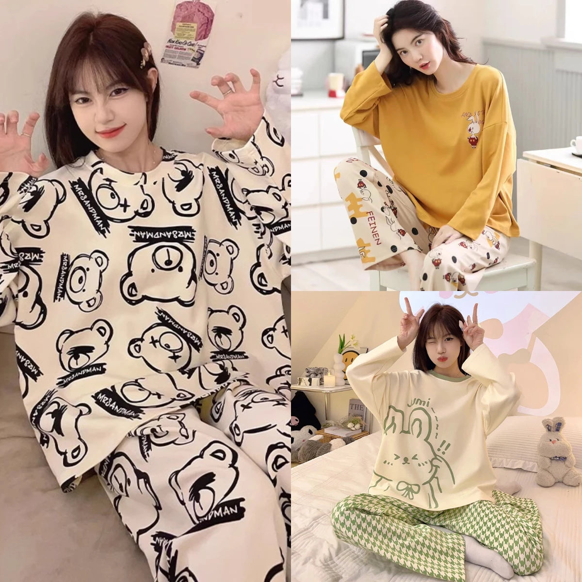 Cozy Cartoon Maternity Pajama Set for Moms ATHLEXES