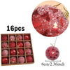 Champagne Gold & Red Glitter Xmas Ball Set 16pcs ATHLEXES
