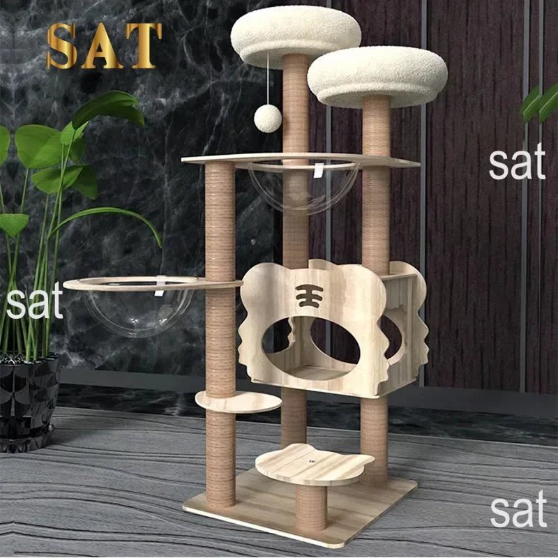 Four-Layer Wooden Cat Tree Tower ATHLEXES