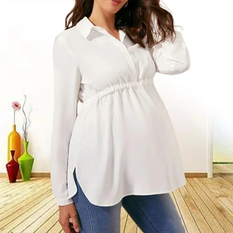 Chic V-Neck Maternity Blouse in Solid Colors ATHLEXES