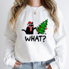 Cozy Christmas Black Cat Sweatshirt for Women O-Neck Pullover ATHLEXES