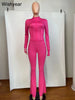 Elegant Street Style Women's Long Sleeve Tops & Flare Pants Set ATHLEXES