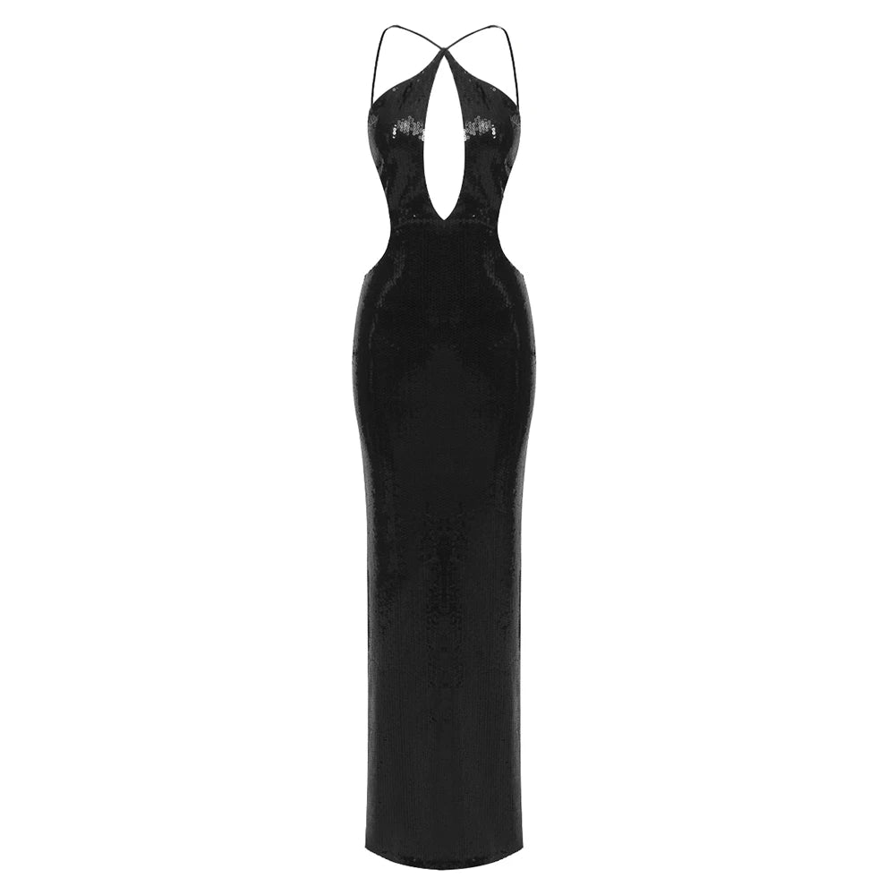 Velvet Glam Sequin Backless Party Dress ATHLEXES