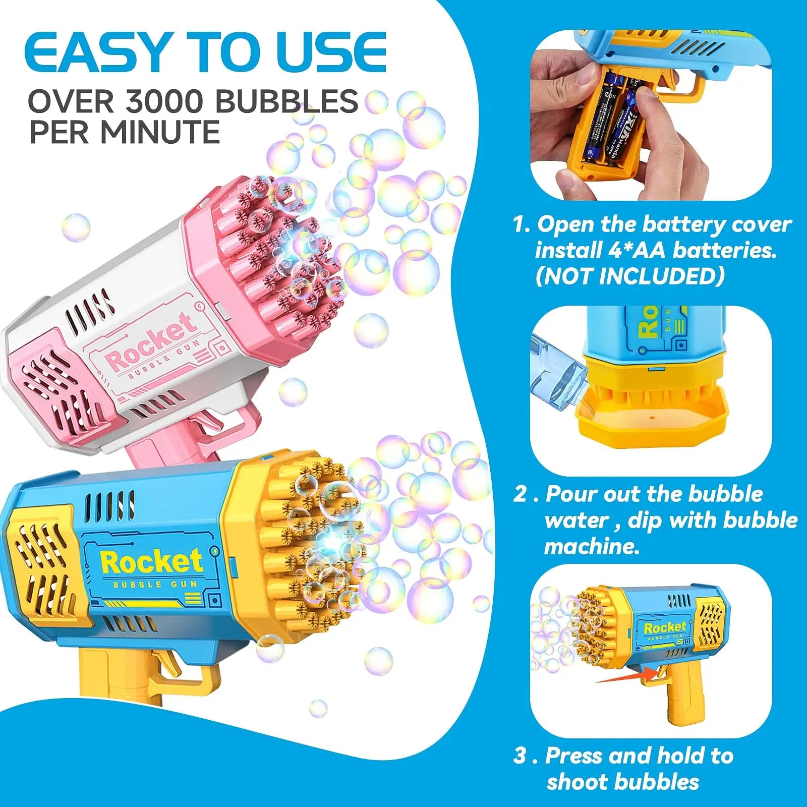 RocketBurst 40 Hole Bubble Blower Toy Outdoor ATHLEXES