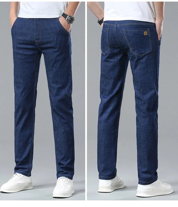 Light Blue Casual Denim Straight Fit Trousers ATHLEXES