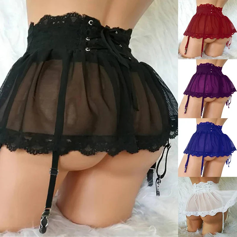 Seductive Sheer Lace Black Lingerie Skirt for Women ATHLEXES