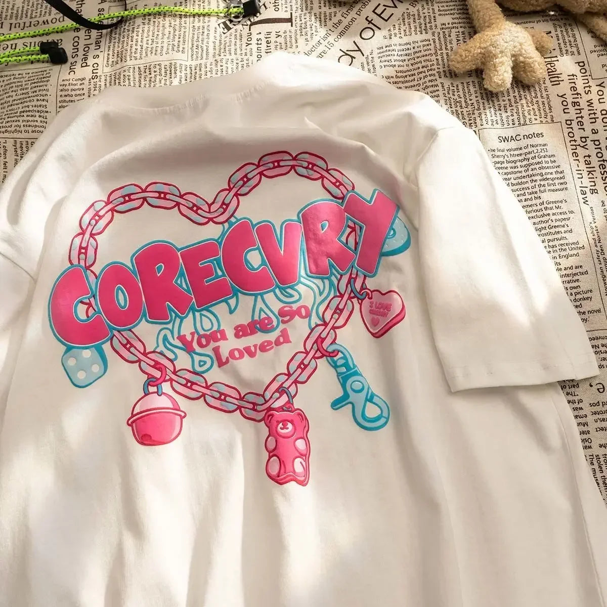 Harajuku Love Print Oversized Women's Graphic Tee Shirt ATHLEXES
