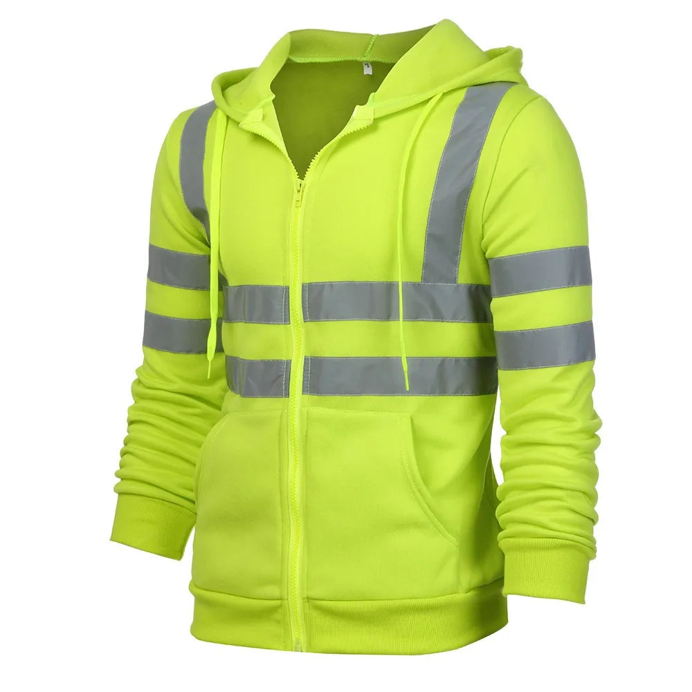 Reflective Fleece Hoodie Jacket for Sanitation Workers ATHLEXES