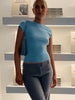Blue Y2K Backless Crop Top for Women ATHLEXES