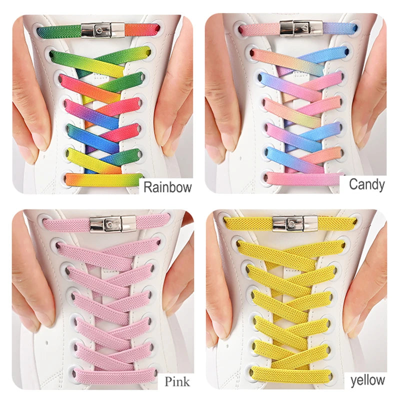 No Tie Elastic 8mm Press Lock Shoelaces for Sneakers ATHLEXES