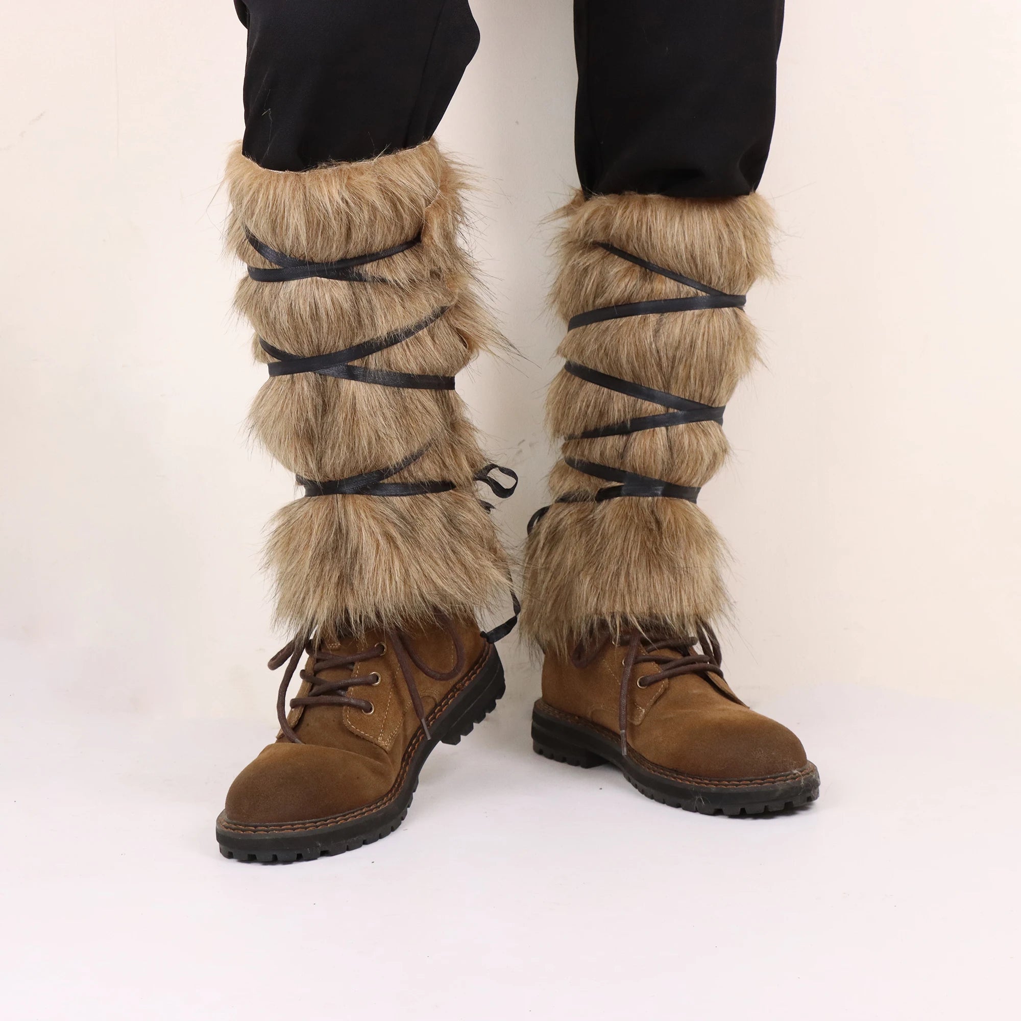 Men's Medieval Imitation Fur Warm Leggings Cosplay Boots ATHLEXES