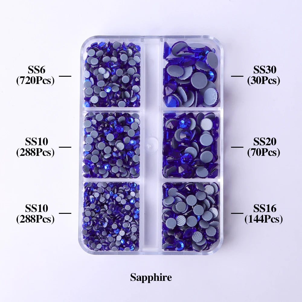 GlamCrystal 1540Pcs Hotfix Glass Rhinestones Set SS6-SS30 ATHLEXES