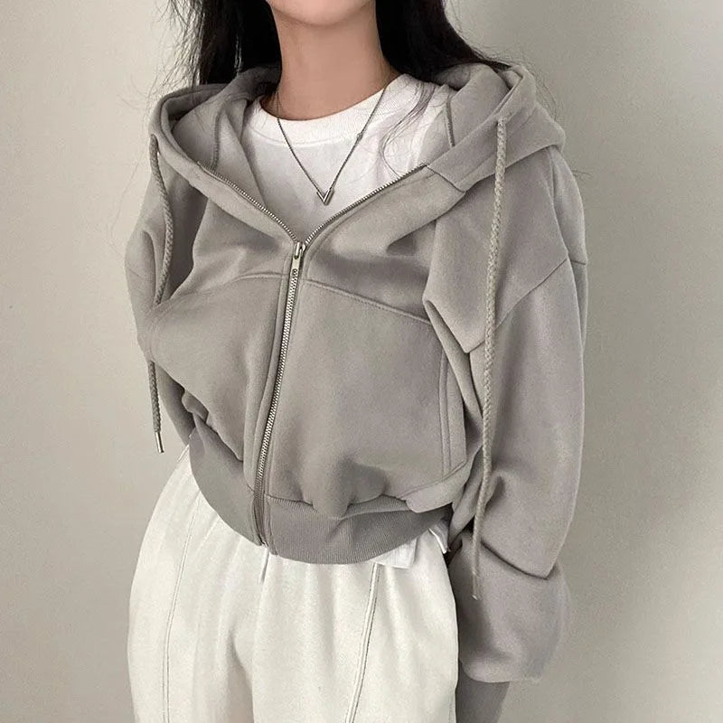 Chic Korean Fleece Lined Hoodie Jacket ATHLEXES