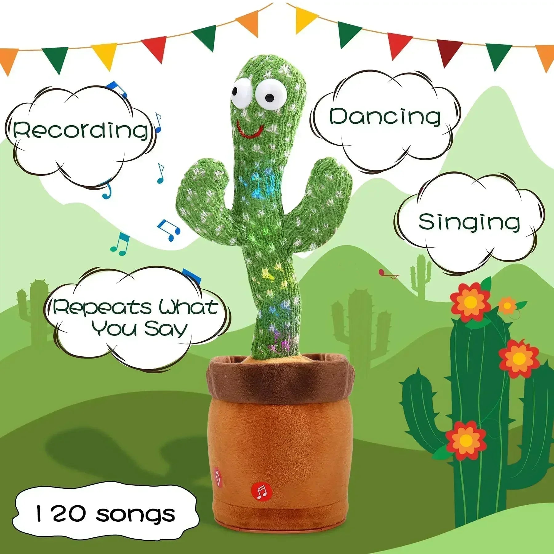 Singing Cactus Toy with LED and 120 Fun Songs ATHLEXES