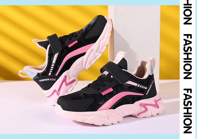 Chic Pink Girls Leather Sport Sneakers ATHLEXES