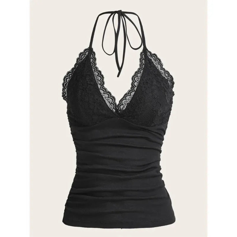Gothic Lace Halter Top for Edgy Street Style ATHLEXES