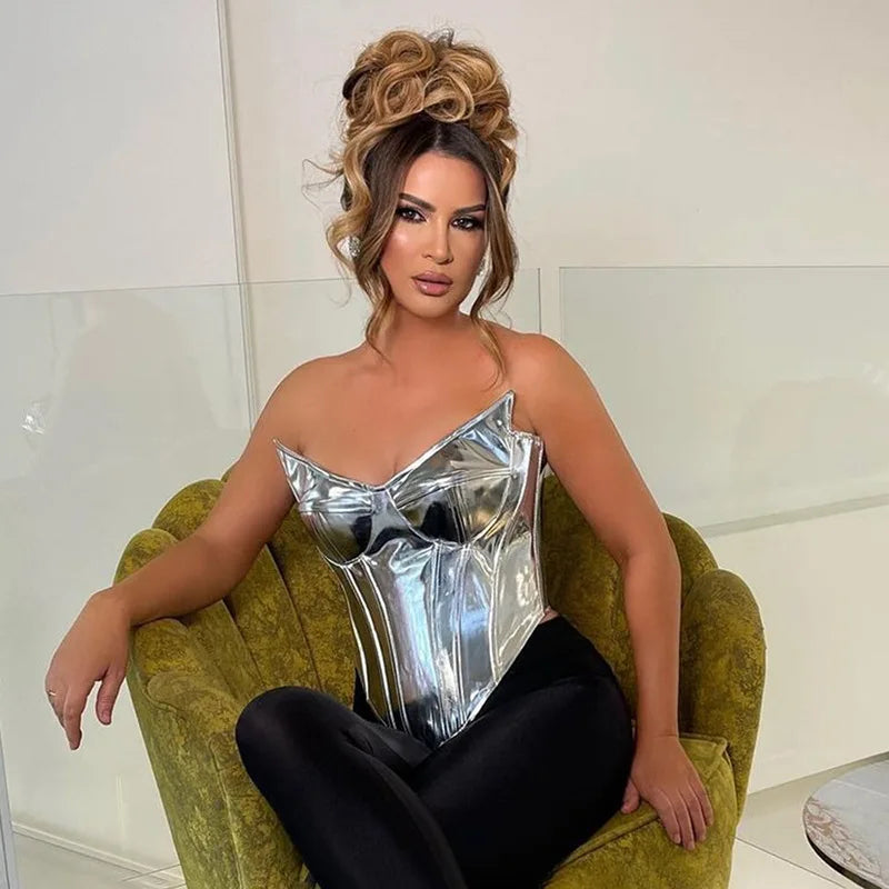 Goddess Glam Metallic Corset Top ATHLEXES