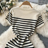 Chic Striped Knit Midi Dress for Summer Style ATHLEXES