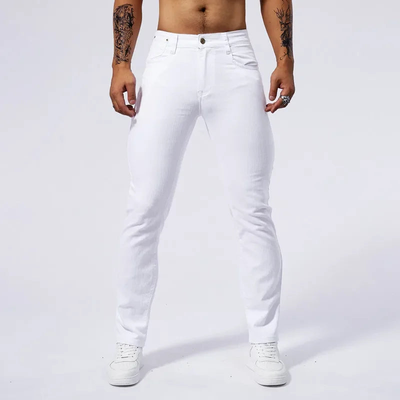 Urban Style Slim Fit White Denim Jeans ATHLEXES