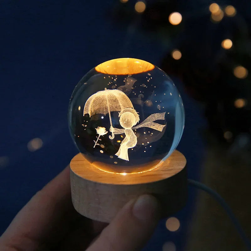 Galactic Saturn Crystal Ball with Wooden Base ATHLEXES