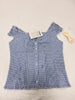 Chic Blue Plaid Puff Sleeve V Neck Crop Top ATHLEXES