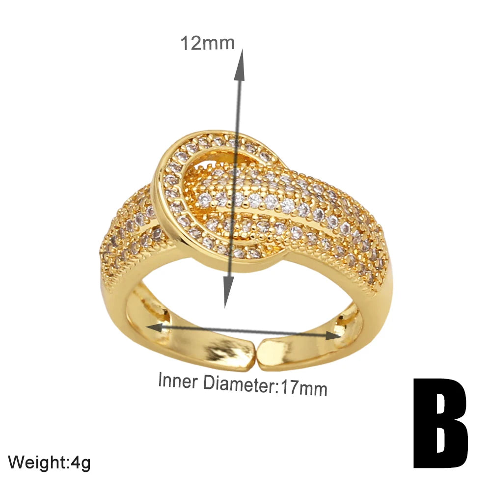 OCESRIO Mini Crystal Flower Open Ring in Gold Plated Copper ATHLEXES