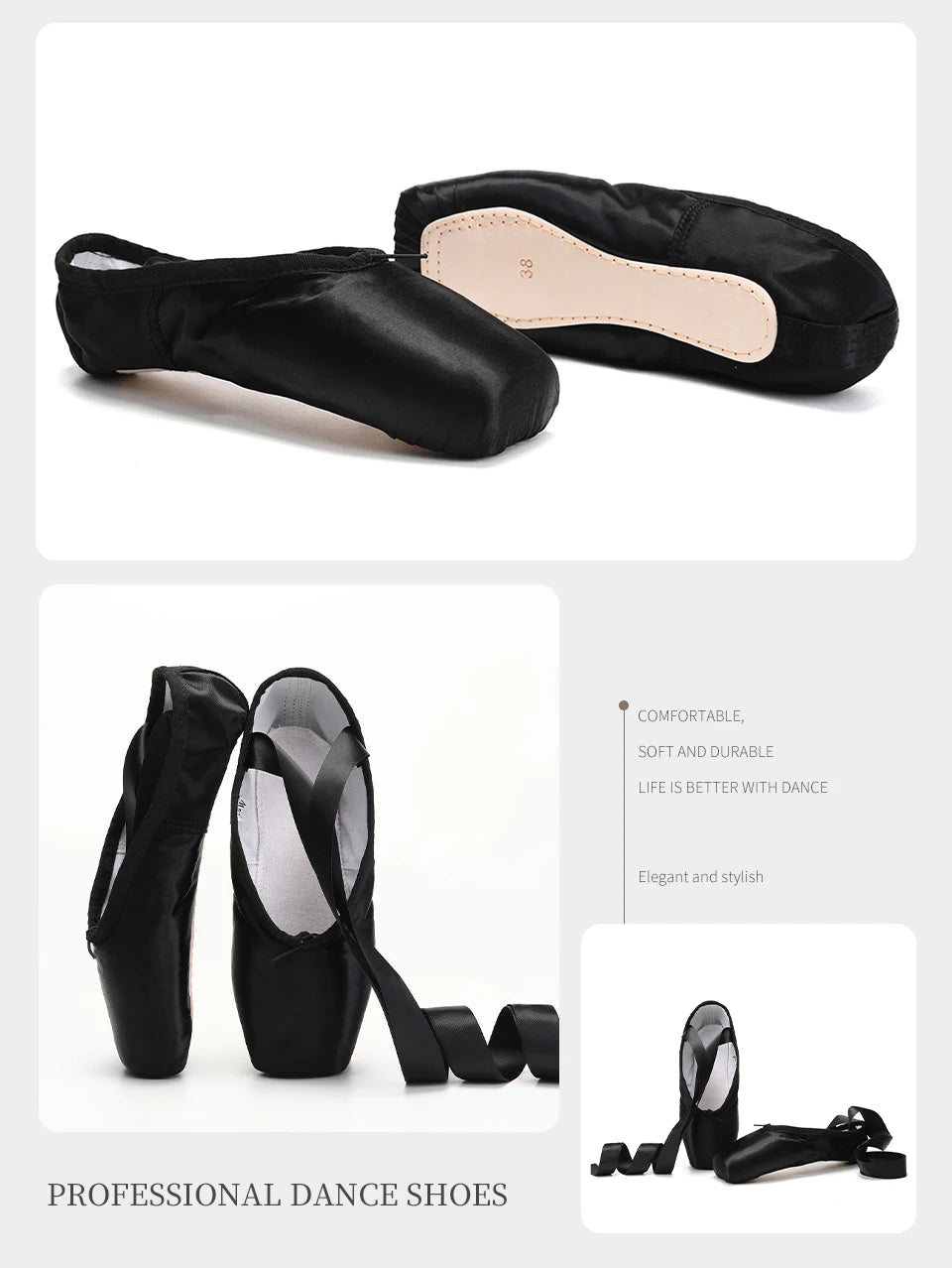 Elegant Pointe Ballet Shoes for Girls and Women with Ribbons ATHLEXES