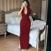 Elegant V-Neck Side Slit Maxi Dress for Women ATHLEXES
