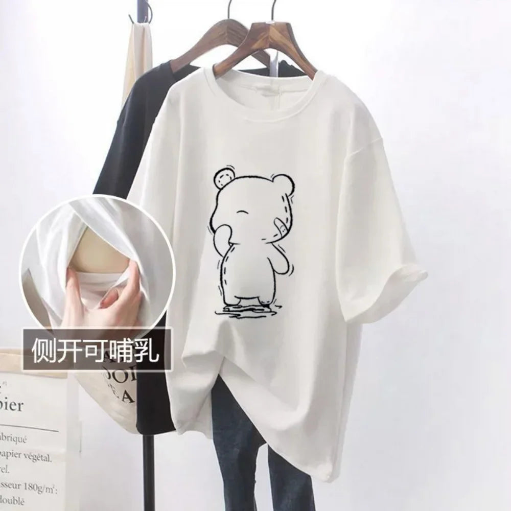 Elegant Mama Cotton Nursing Tee for Summer ATHLEXES
