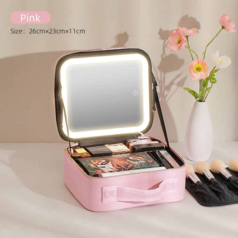 LuxeGlow LED Makeup Train Case ATHLEXES