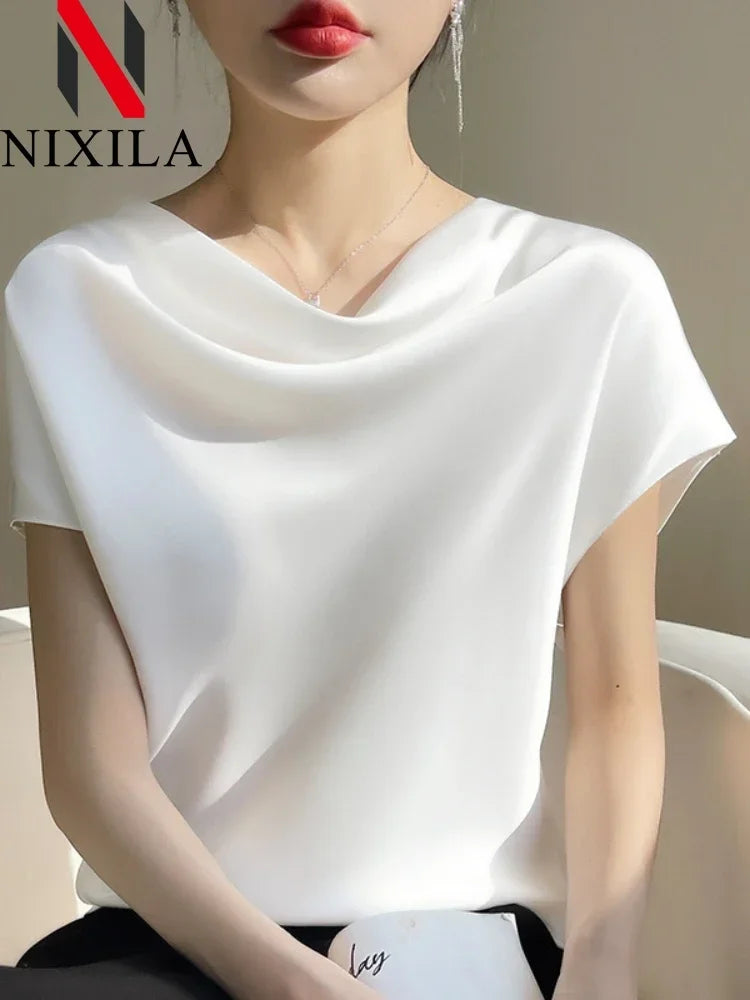 Chic Satin Silk Summer Blouse for Women ATHLEXES