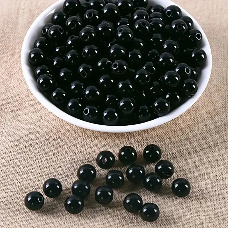 Elegant Black 8mm Round Loose Beads for Jewelry Making ATHLEXES