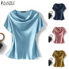 ZANZEA Women's Elegant Satin Summer Blouse ATHLEXES