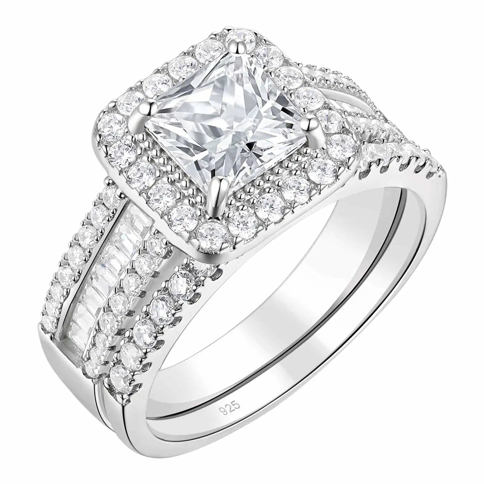 Newshe 925 Silver Luxury Bridal Ring Set for Women ATHLEXES