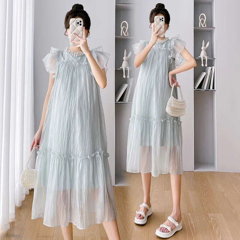Elegant Ruffle Maternity Dress for Summer ATHLEXES
