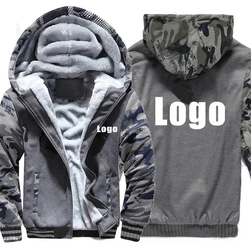 Camouflage Custom Logo Faux Fur Hoodie Jacket ATHLEXES
