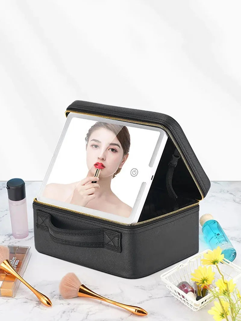 LuxeGlow LED Makeup Organizer with Mirror ATHLEXES