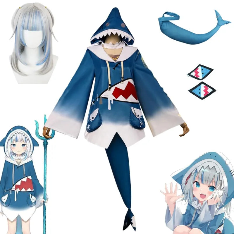Gawr Gura Shark Cosplay Hoodie & Wig Set ATHLEXES