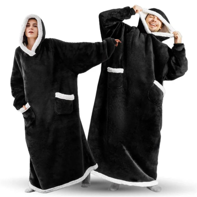 CozySleeve Oversized Flannel Hoodie Blanket for All Seasons ATHLEXES