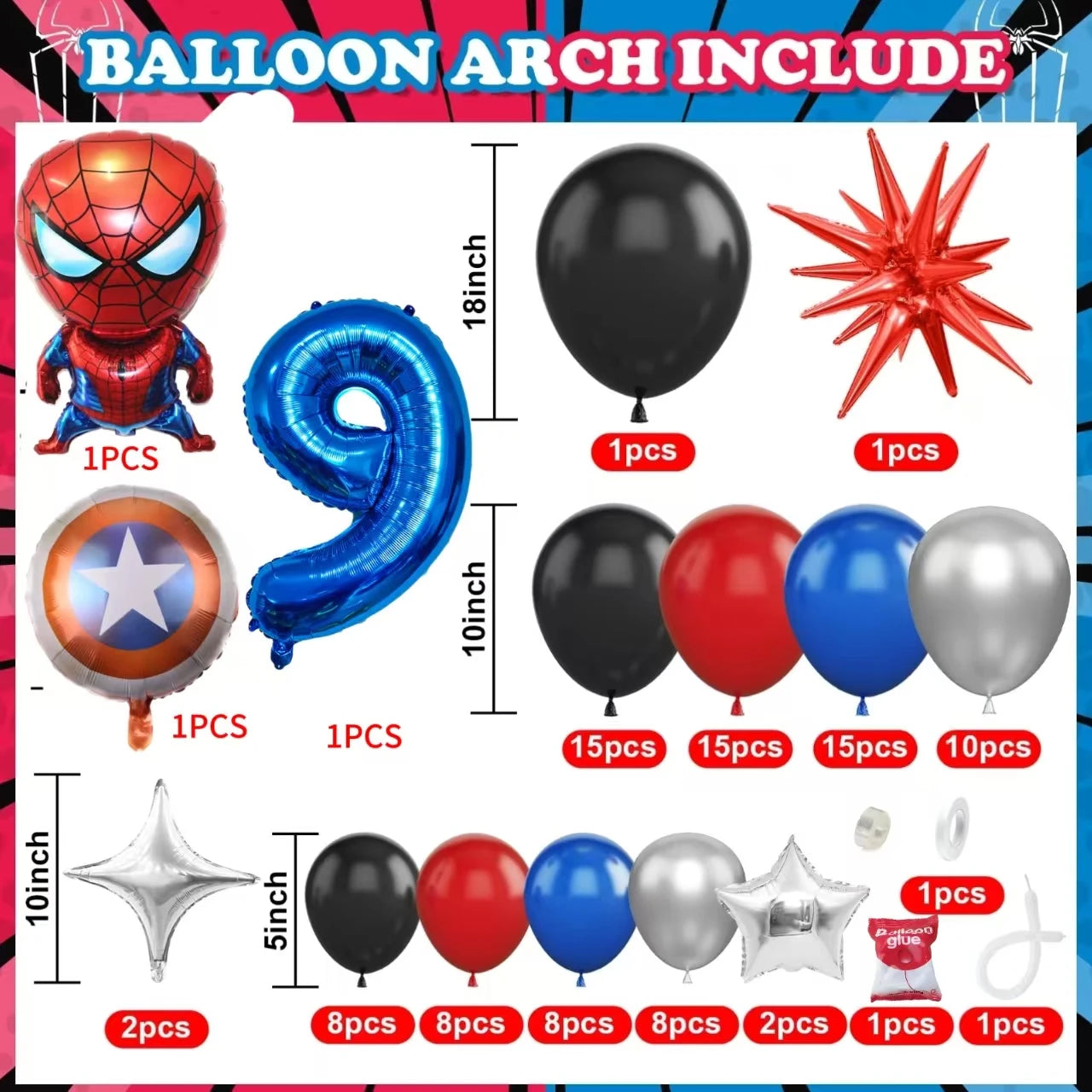 Spiderman Superhero Balloon Garland Kit ATHLEXES
